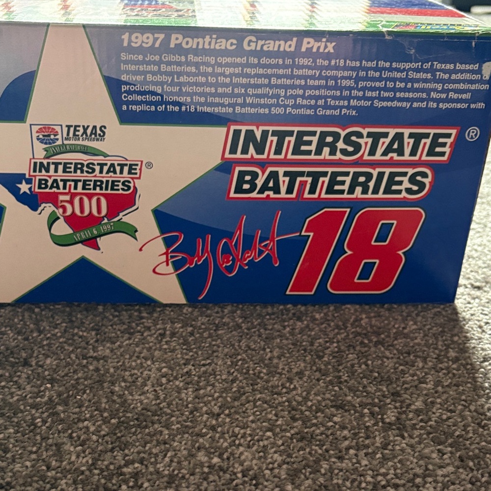 Nascar Interstate Batteries #18 Blue Red Die-Cast Box Art